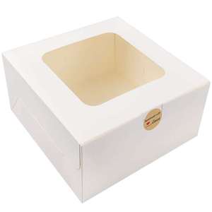 Disposable square Cardboard White Paper Bakery Paper Box Foldable Packaging Cake Box With <b>Window</b> - Product Image 1