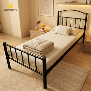 Lit simple en acier moderne et tendance pour dortoir, hôtel, auberge de jeunesse, petit appartement - Product Image 1
