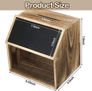 Caja de sugerencias de estilo de arte popular de madera de <span class=keywords><strong>pino</strong></span> macizo pulida con pizarra y cerradura para uso doméstico o de oficina - Product Image 2