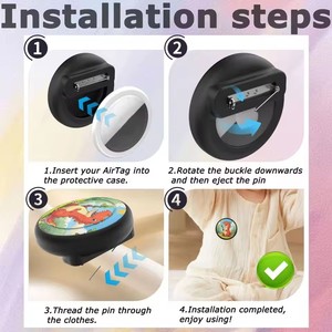 Funda de rastreador de silicona de dibujos animados para niños y niñas para AirTag con Pin <span class=keywords><strong>Invisible</strong></span>, soporte de rastreador decorativo para ropa, bonita funda protectora - Product Image 6