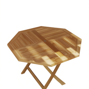 Tavolo da Esterno in Legno Massello di Teak, Design Ottagonale da 35,4 Pollici, Stile Contemporaneo per Vivere all'Aperto - Product Image 1