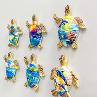 Aimant de réfrigérateur écologique en résine, style Art déco, thème Pâques, monde sous-marin, récif corallien, tortue, souvenir de parc océanique, style animalier