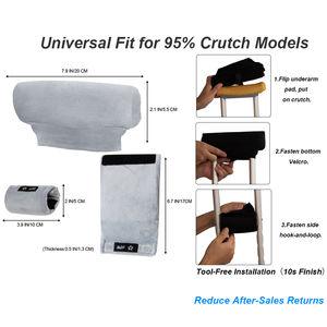 Almohadillas para axilas de muletas de lana hipoalergénicas hechas a pedido Diseño absorbente de golpes para pieles sensibles Clips de fijación rápida para facilitar - Product Image 2