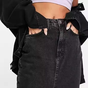 Jupe en jean noire délavée personnalisée, nouveau design, en coton, pour femme - Product Image 3