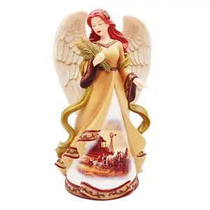 Thanksgiving angel hand holding rice home decoration gift angel statue custom resin custom resin artist