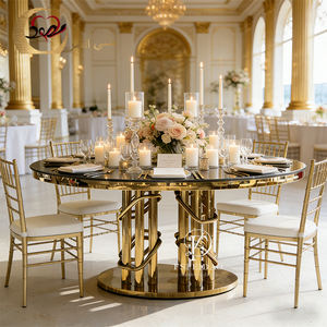 Mesas Redondas Modernas, Románticas y Elegantes de Acero Inoxidable Dorado con Cristal de Espejo de Buena Calidad para Uso en Hoteles - Product Image 6