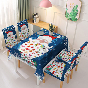Venta caliente Navidad digital Santa impresión mantel impermeable antideslizante elástico silla CUBIERTA Cubierta de mesa conjunto - Product Image 3