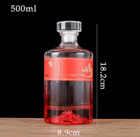 Nouvelle conception personnalisée de bouteille de spiritueux de luxe en verre de 500 ml et 750 ml pour rhum, vodka, whisky, gin avec bouchon en verre