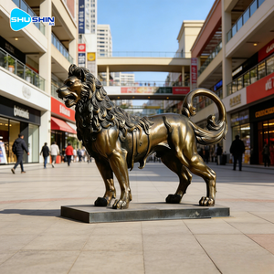 Sculptures de lion en bronze de l'artiste Cast, avec impression UV, électroplaquées, de forme irrégulière – Personnalisées, vives et <span class=keywords><strong>magnifiques</strong></span> pour les entrées extérieures - Product Image 2
