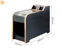 Table basse moderne en bois massif avec porte de rangement et éclairage LED pour le salon
