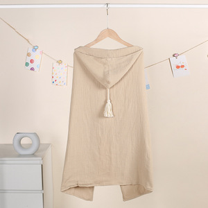 <span class=keywords><strong>Accappatoio</strong></span> per Neonati 100% Cotone 4 Strati Spesso Assorbente in Mussola con Cappuccio Asciugamano da Doccia per Bambini Uso Domestico in Faggio con Nappine - Product Image 3