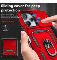 Funda de Lujo Antigolpes con Anillo y Ventana Deslizable para Xiaomi Redmi 12 10 9A Poco X3 X4 9C 10A A1 K50