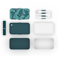 Échantillon gratuit de boîte à lunch Bento en plastique double couche imprimée UV personnalisée Conteneur alimentaire pour adultes Conception européenne Style Logo Technique