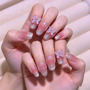 YZ 51 Faux ongles à presser faits main, <span class=keywords><strong>effet</strong></span> gel UV, transparents <span class=keywords><strong>effet</strong></span> glace, Aurore, Papillon, Œil de chat, Blush - Product Image 3