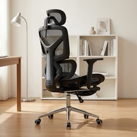 Chaises de bureau de direction de luxe en maille noire, pivotantes, de qualité hospitalière, avec appuie-tête 3D réglable, accoudoirs 3D réglables et repose-pieds