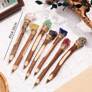 Bolígrafos de Madera con Cristal de Amatista Natural, Logotipo Personalizado, Venta al Por Mayor, Artesanía, Decoración para el Hogar, Regalo, Hecho en China, Marca Personalizada - Product Image 1