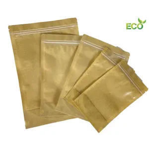 Factory Free Design Reusable Biodegradable Bolsas De Kraft Ziplock Paper Packing Bags Kraft Paper Bag With Zipper On Top