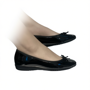 Bailarinas Clásicas de Charol Negro con Lazo para Dama Diseño Cómodo con Suela Antideslizante para Uso Diario en Otoño - Product Image 1