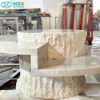 Table basse HZX en travertin, fibre de verre et marbre, étanche, pour salle de bain moderne, cuisine, villa, mobilier blanc, beige, café