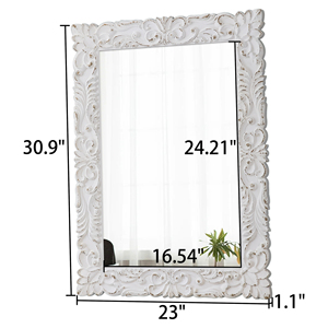 Trang Trại Lớn Châu Âu Handmade MDF Đóng Khung Tường Gương Hình Chữ Nhật Lớn Màu Trắng Gỗ Mộc Mạc Khung Khắc Baroque Treo Gương - Product Image 2