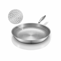Wajan Goreng Titanium Murni Anti Lengket Tanpa Lapisan, Bebas PFAS, Anti Karat, dengan Gagang Stainless Steel untuk Dapur