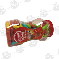 Goma de Mascar Halal Multicolor con Sabor a Frutas Ácidas, Caramelos Masticables Dulces, Gomitas para Niños, en Frasco, Marca Slinna