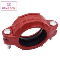 Raccord rigide rainuré en fonte ductile homologué FM UL 2"-12" 300 PSI, finition époxy rouge pour système d'incendie