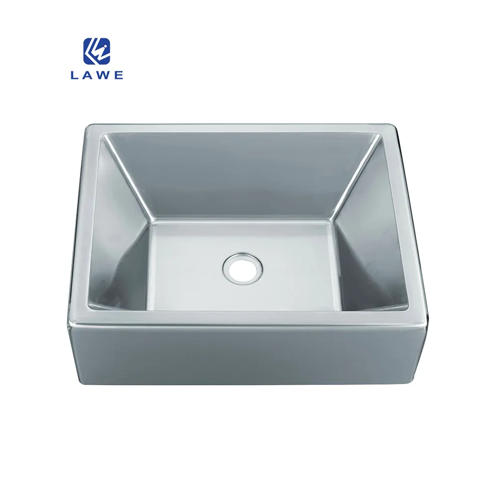 304ステンレス鋼シルバーバスルーム洗面器シンク業界価格正方形溶接スマート手作りシンク