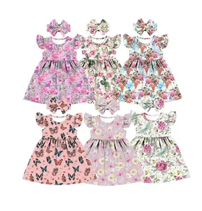FuYu新製品フラッタースリーブ夏のカラフルな蝶のデザイン1〜6歳の女の子のためのかわいいキッズドレス
