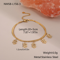 Bracelet superposé tendance pour femme en acier inoxydable doré, étanche, avec chaîne serpent, breloques œil de Dieu et signe du dollar