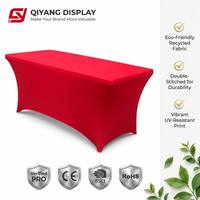 Nappe personnalisée imprimée noire de 6 pieds en spandex extensible pour la maison, les fêtes, les banquets, les mariages, utilisation en intérieur, fabriquée en polyester