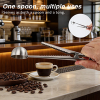 Cuillère doseuse à expresso en acier inoxydable durable, pince de scellage pour sacs alimentaires robuste, cuillère à café avec clip