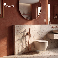 Ensemble de pulvérisation pour bidet moderne en or rose brossé, kit shattaf plaqué, douchette WC portable, douchette musulmane, robinetterie de salle de bain