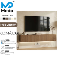 Meuble TV en Contreplaqué Personnalisable Style Japandi, Console Multimédia Côtelée Murale Flottante – Vente en Gros Usine OEM/ODM