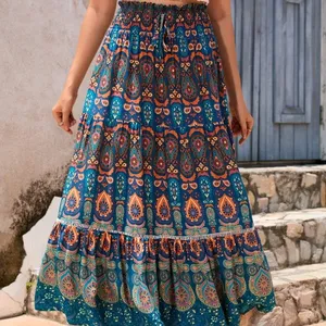 2024 ropa de mujer estilo playero gran columpio elegante Falda larga bohemia de moda para mujer