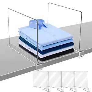 Séparateurs d'étagères en acrylique transparent multi-usages Organisateur de placard réglable pour garde-robe