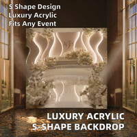 Toile de fond en acrylique de luxe de petite taille avec design lumineux en forme de S pour les mariages, les banquets et les événements festifs
