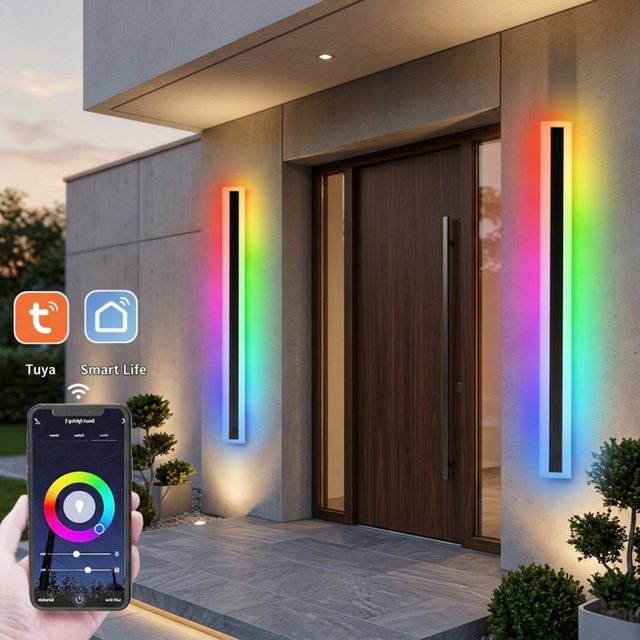 Rgbw Outdoor Wall Lamp Tuya Wifi Led Wall Sconce Light Home Garden App/Remote Control Color Change Rgb Smart Wall Lights