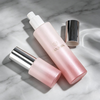 Flacons en verre givré rose et vert de luxe personnalisés de 20 ml et 120 ml pour sérum de soin de la peau, flacons vides avec compte-gouttes, pompe, lotion, emballage liquide, boîte