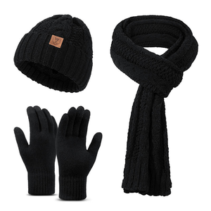 2025 nuovo arrivo uomo <span class=keywords><strong>donna</strong></span> spiaggia all'aperto acrilico tre pezzi cappello <span class=keywords><strong>e</strong></span> <span class=keywords><strong>guanti</strong></span> Set tinta unita cappello lavorato a maglia per l'inverno caldo - Product Image 5