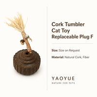 Jouet pour chat en liège avec insert en fibre remplaçable, base côtelée marron foncé, auto-redressant, taille sur demande