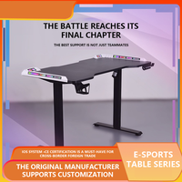 Nouvelle utilisation à domicile en Fiber de carbone ergonomique rvb lumière LED ordinateur réglable E bureau de sport Table de jeu de levage électrique intelligente