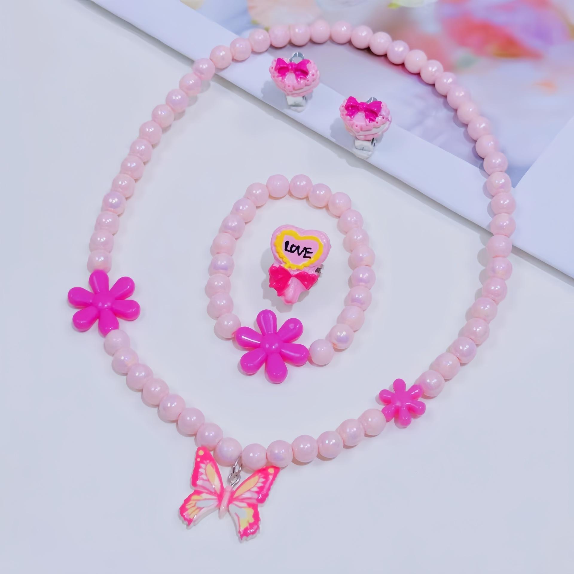 Necklace Accessories Children Necklace Bracelet Ring Set Hot Selling Jewelry Girls Cartoon Accessories