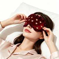 Masque pour les yeux en dentelle velours rouge bordeaux - Conception confortable pour l'ombrage, idéal pour le bureau/la pause déjeuner, style épuré, personnalisation du logo