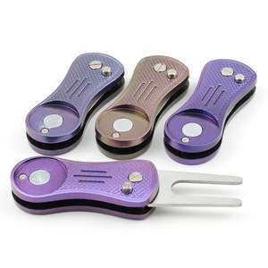 <b>Golf</b> Folding Ball Marker Divot Tool Zinc Alloy Magnetic 25mm With Logo Repair Grass - Product Image 1