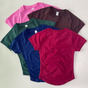 Setelan Olahraga Wanita 2 Potong, Atasan Crop Top Lengan Pendek Model Longline, Celana Pendek Olahraga Pinggang Tinggi, Baju Fitness, Setelan Yoga - Product Image 4