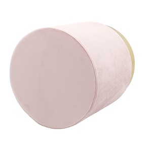 Customized Modern Living Room Fabric <strong>pink</strong> Velvet High Quality Golden Metal Base Ottoman Pouf <strong>Stool</strong> - Product Image 2