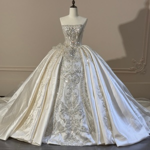 Vestidos de Novia Jancember XS287 con Cuello <span class=keywords><strong>Barco</strong></span>, Satén, Bordado y Encaje, Estilo Princesa - Product Image 1