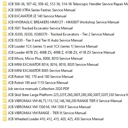 2024 JCB Service Manuals PDF Collections