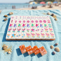Jeu de Mahjong de luxe américain en acrylique avec 160 tuiles imperméables, jeu de société portable pour 4 personnes, et cadeaux pour amis